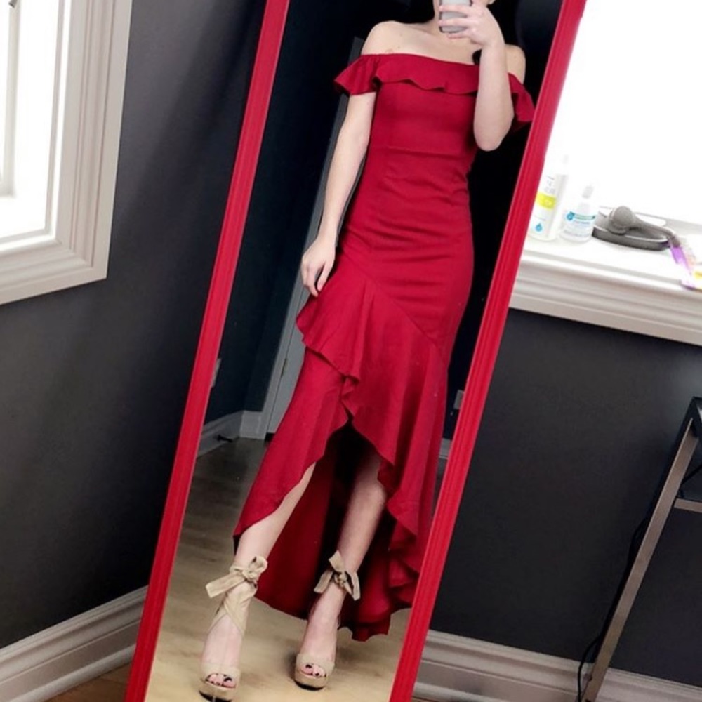 Red Off The Shoulder Prom Dress